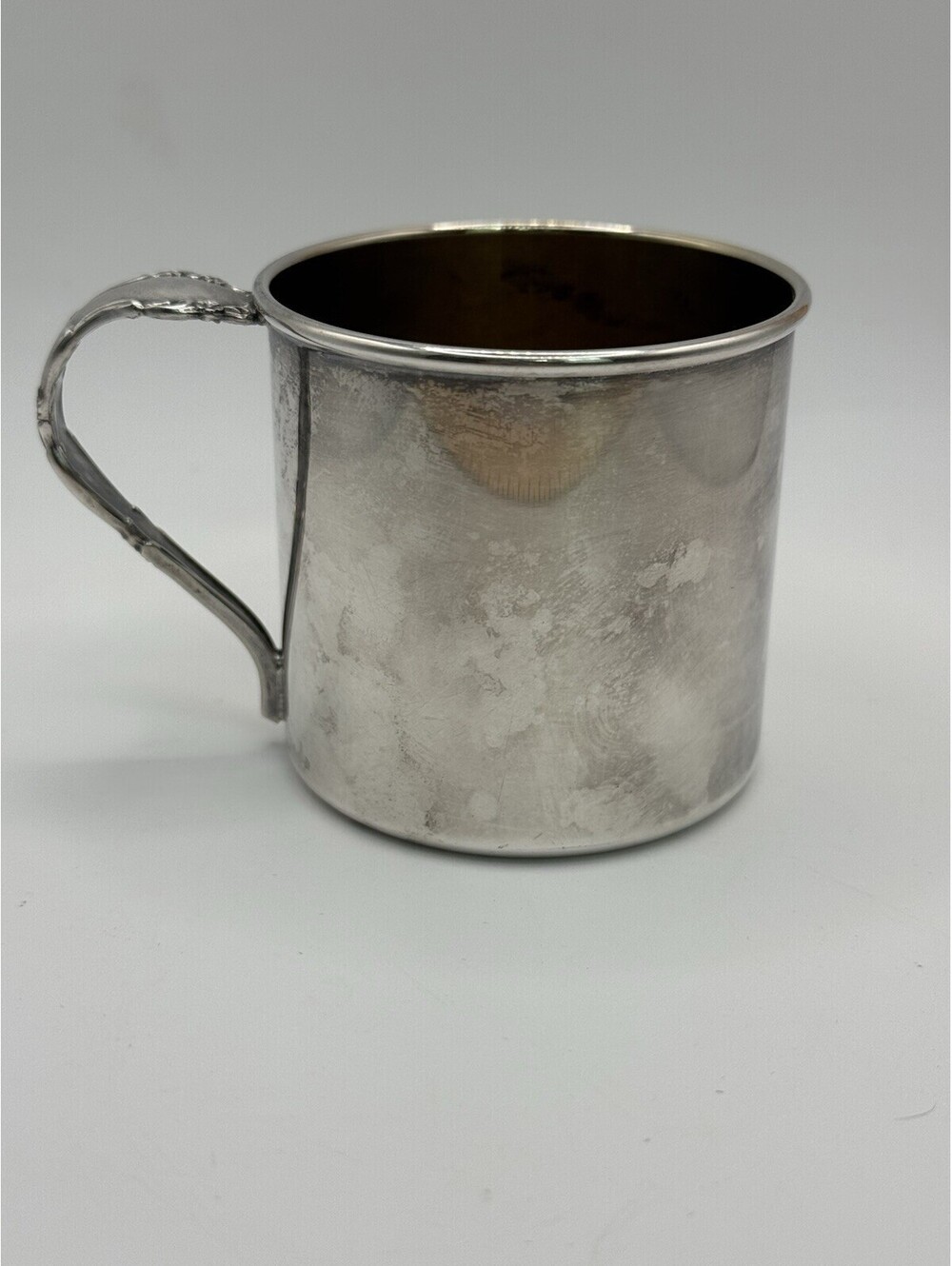 Antique Rogers 1881 Silverplate Child Cup Mug Ornate Handle Baby Cup Vintage